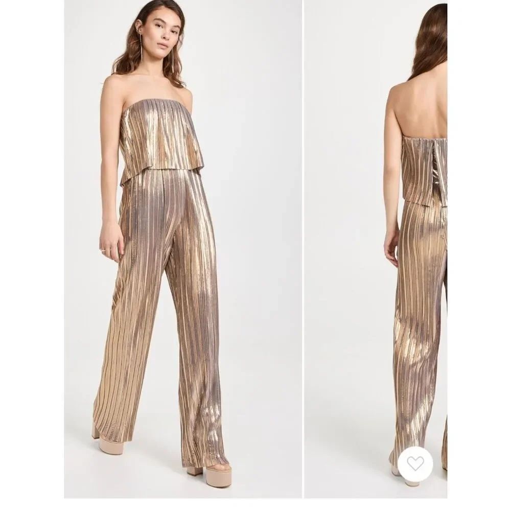 $260 Amanda Uprichard COLLINA METALLIC STRAPLESS Jumpsuit NWT SMALL